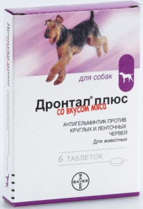 Bayer Дронтал для собак плюс со вкусом мяса 6 таб.